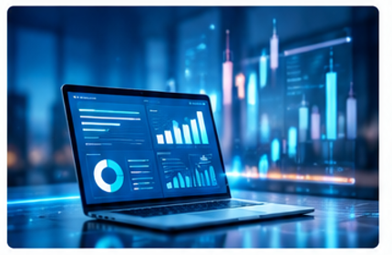 Data analytics visualization representing decision intelligence